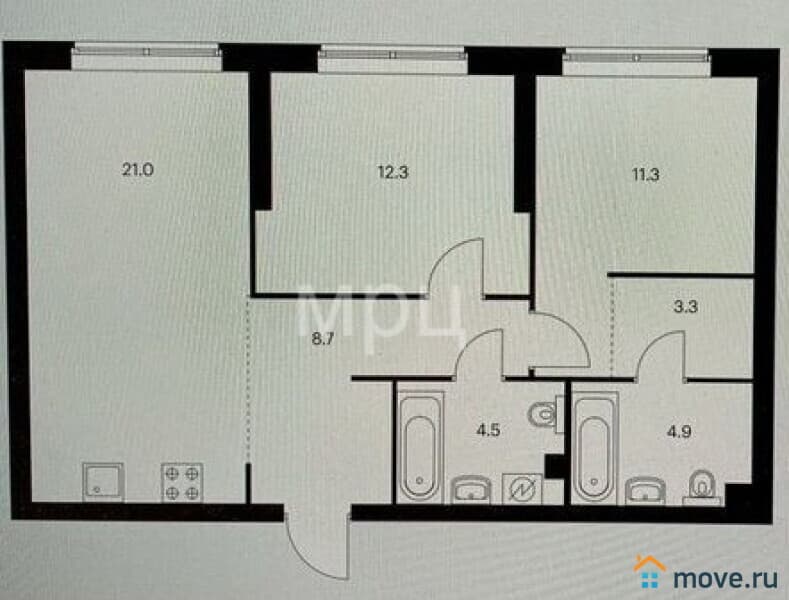 2-комн. квартира, 67 м²