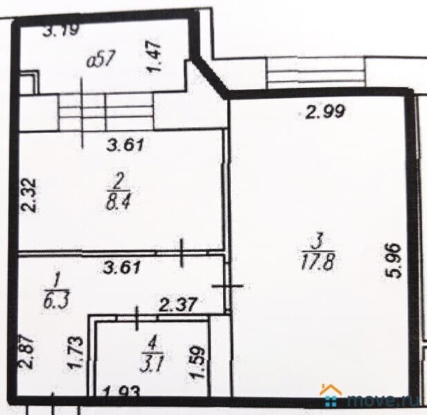 1-комн. квартира, 35.6 м²