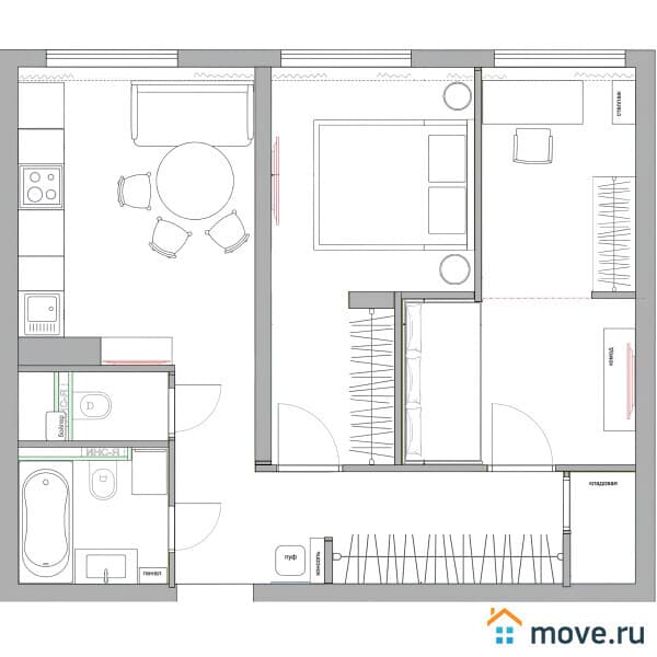 2-комн. квартира, 51 м²