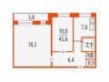 2-комн. квартира, 46 м&sup2;