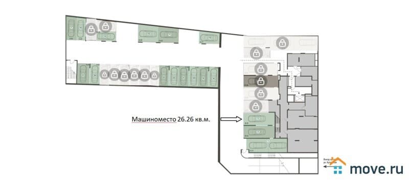 машиноместо, 26.3 м²