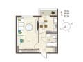 Купить однокомнатную квартиру, 35.2 м², этаж 5 из 17. Фото 1