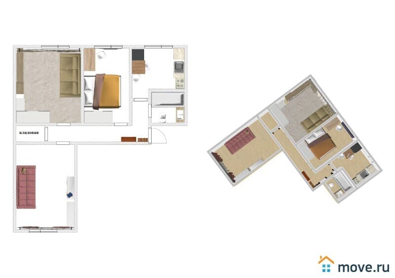 3-комн. квартира, 56.4 м&sup2;