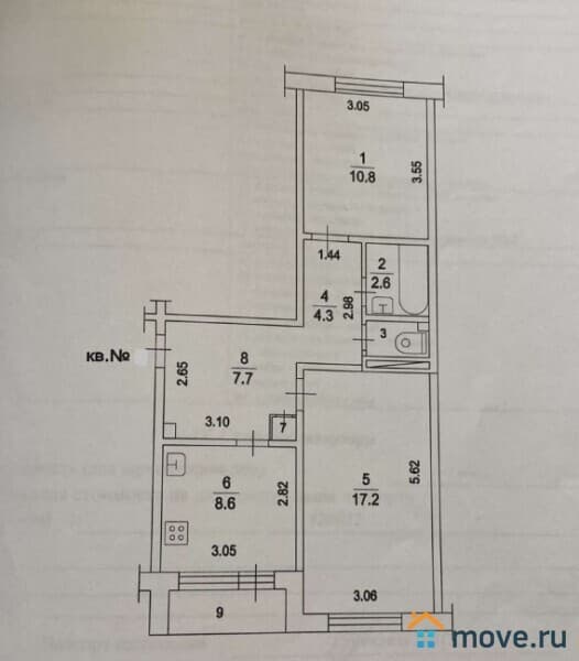 2-комн. квартира, 53 м²