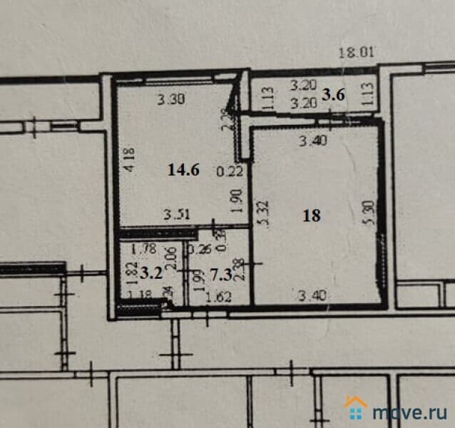 1-комн. квартира, 39.5 м²