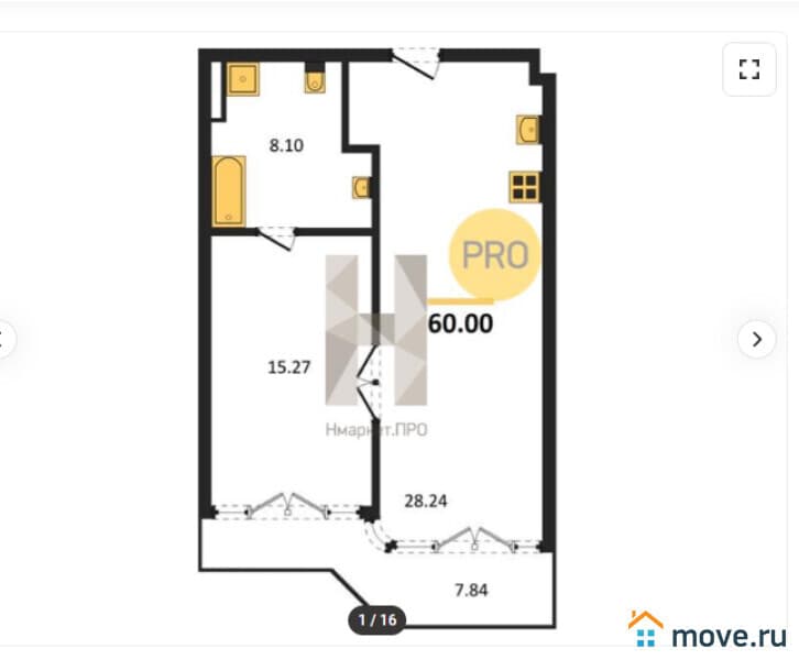 2-комн. квартира, 60 м²