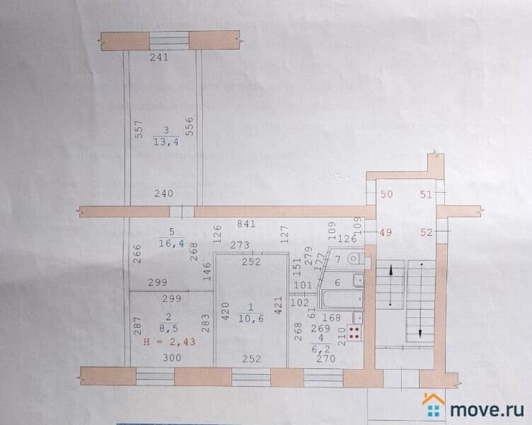 3-комн. квартира, 60 м²