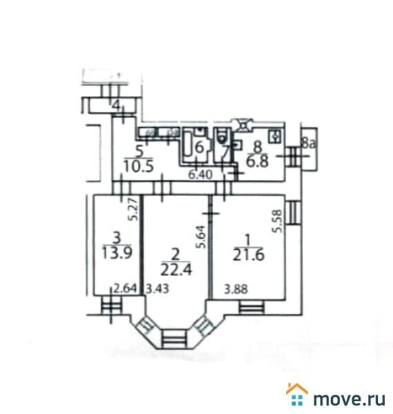 3-комн. квартира, 84 м²