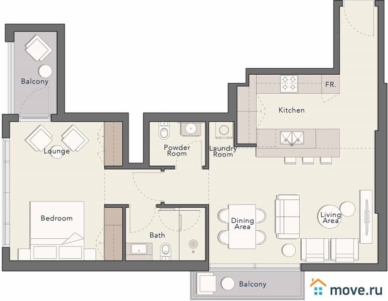 1-комн. апартаменты, 50 м²