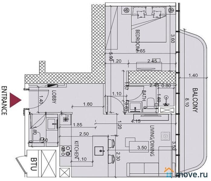 1-комн. апартаменты, 50 м²