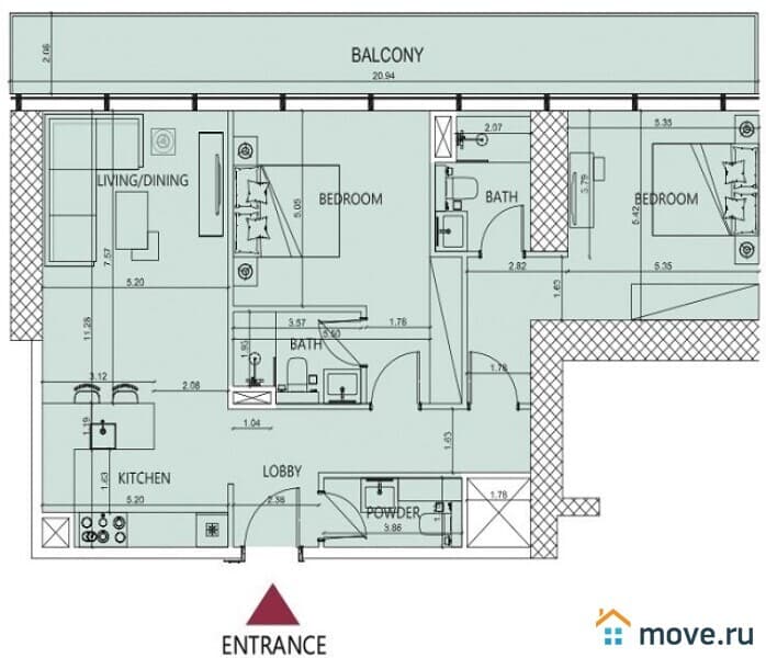 1-комн. апартаменты, 50 м²