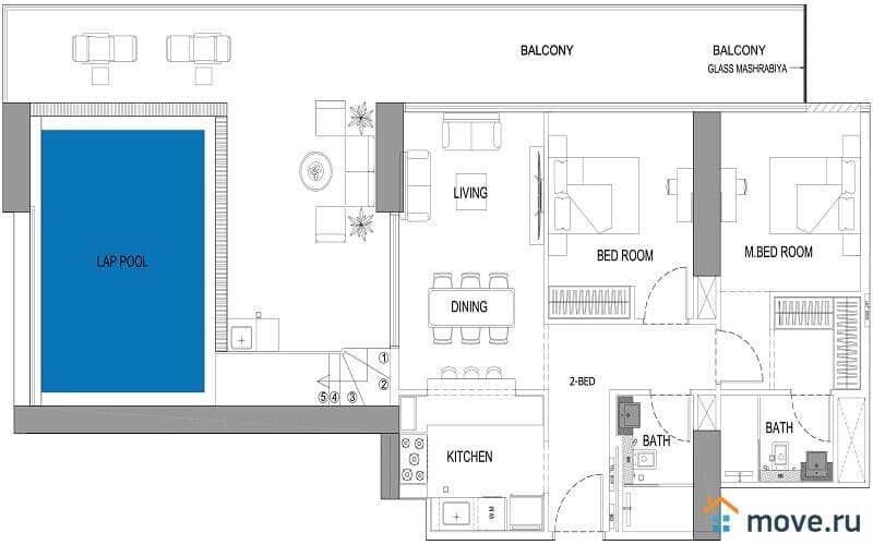 2-комн. апартаменты, 70 м²