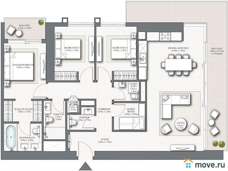 2-комн. апартаменты, 70 м²