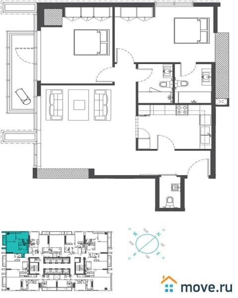 2-комн. апартаменты, 100 м²