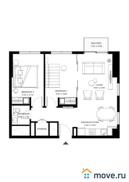 3-комн. апартаменты, 67 м²