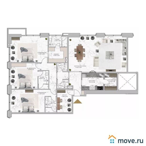 3-комн. апартаменты, 98 м²