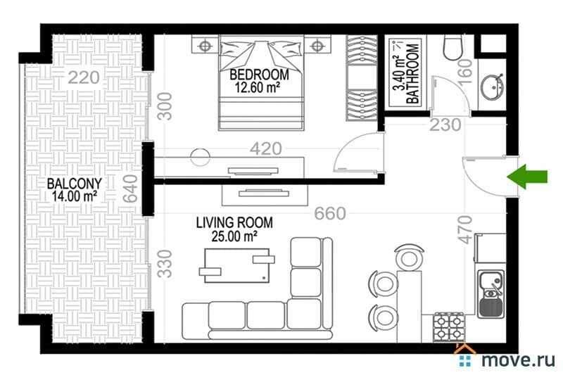 2-комн. апартаменты, 68 м²