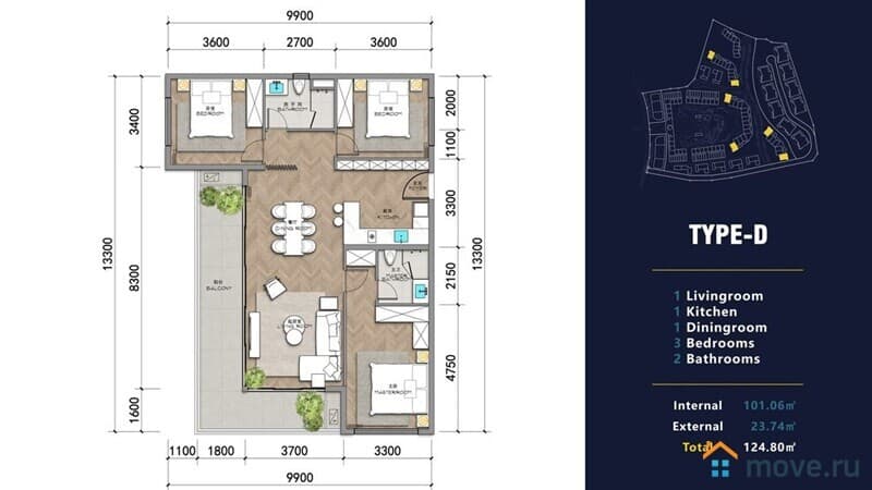 1-комн. апартаменты, 38 м²