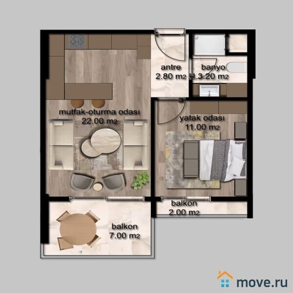 2-комн. апартаменты, 65 м²