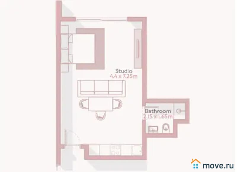 1-комн. апартаменты, 45 м²