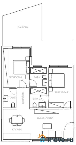 2-комн. апартаменты, 82 м²