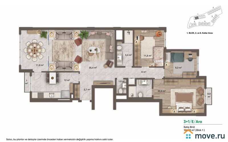 3-комн. апартаменты, 95 м²