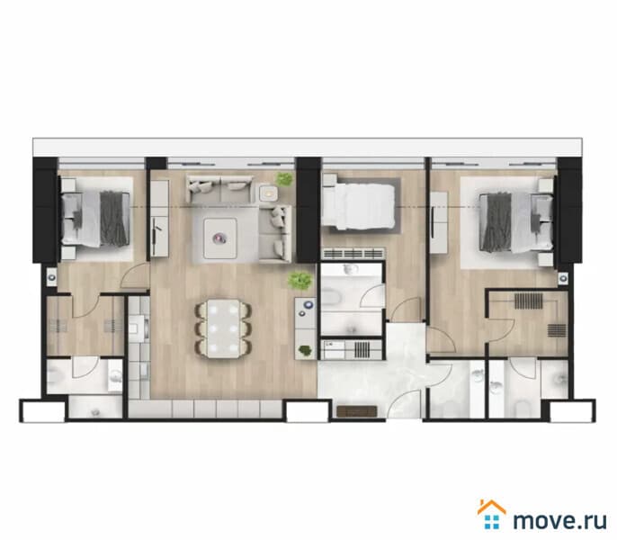 3-комн. апартаменты, 131 м²