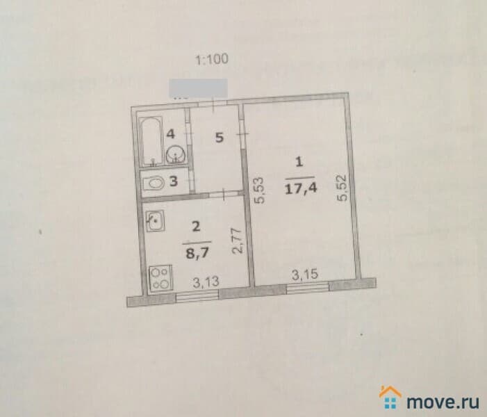 1-комн. квартира, 33.8 м²