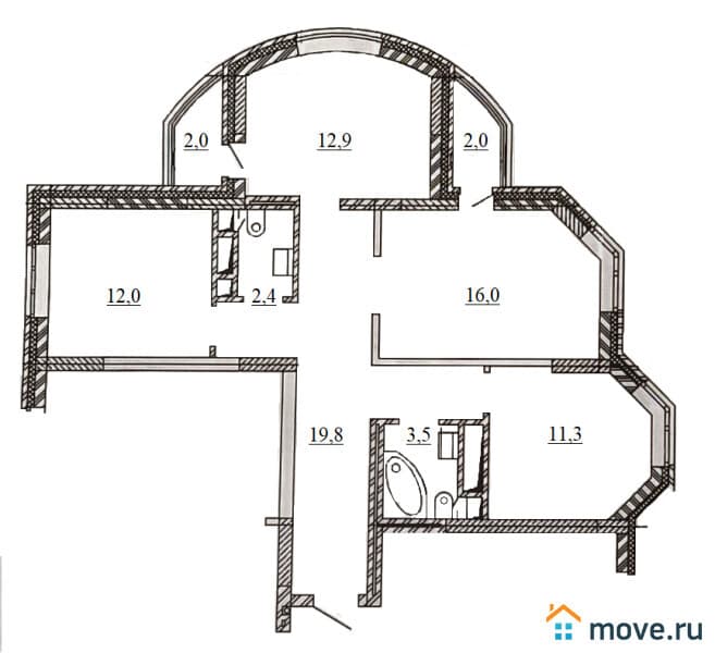 3-комн. квартира, 77 м²