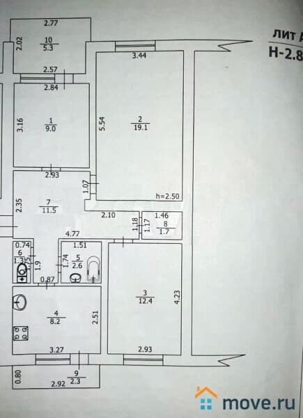 3-комн. квартира, 73.4 м²