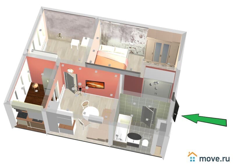 2-комн. квартира, 42.6 м²