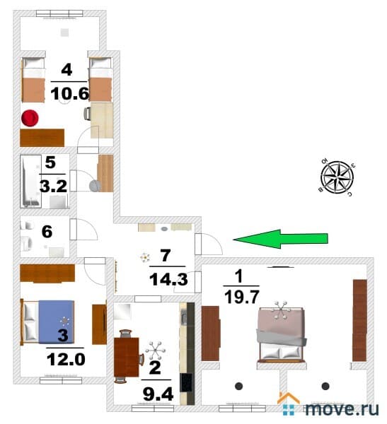 3-комн. квартира, 712 м²