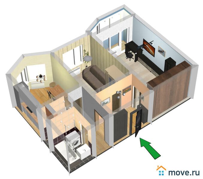 2-комн. квартира, 51.3 м&sup2;
