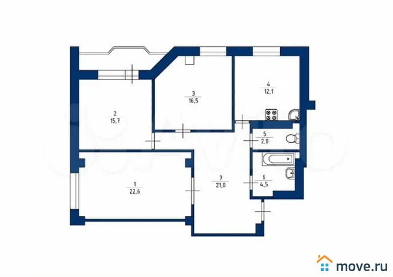 3-комн. квартира, 95 м²