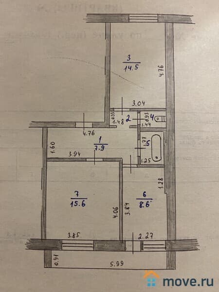 2-комн. квартира, 51.5 м²