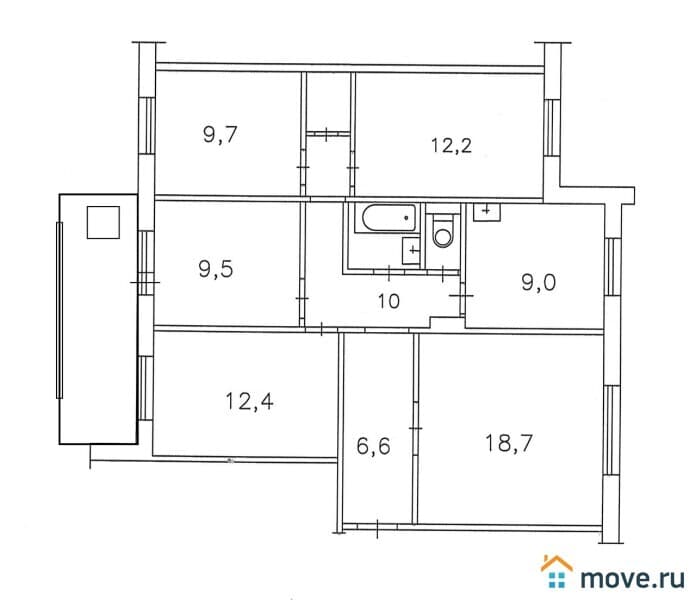 5-комн. квартира, 91 м²