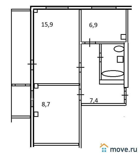 2-комн. квартира, 44 м&sup2;