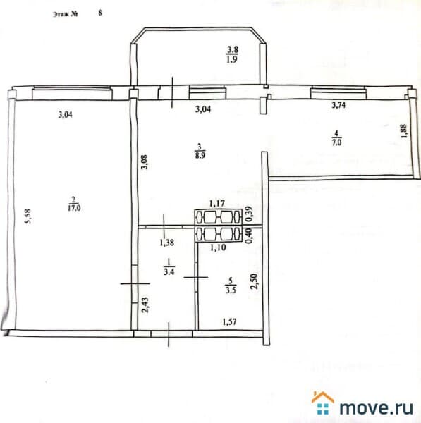 2-комн. квартира, 43 м²