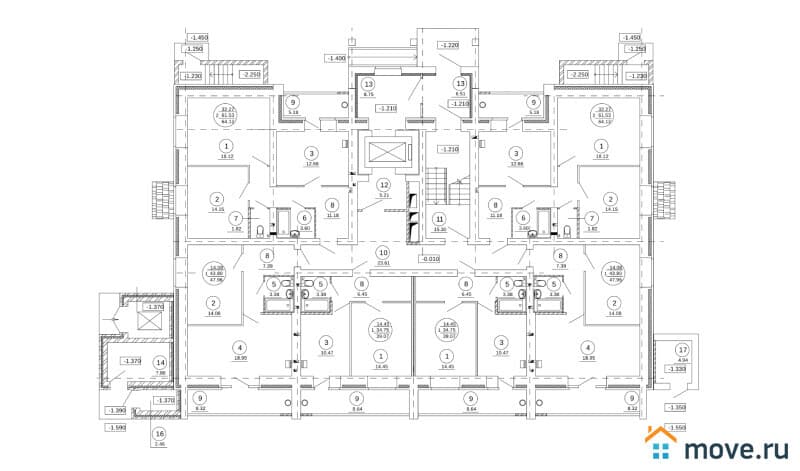 1-комн. квартира, 43.4 м²