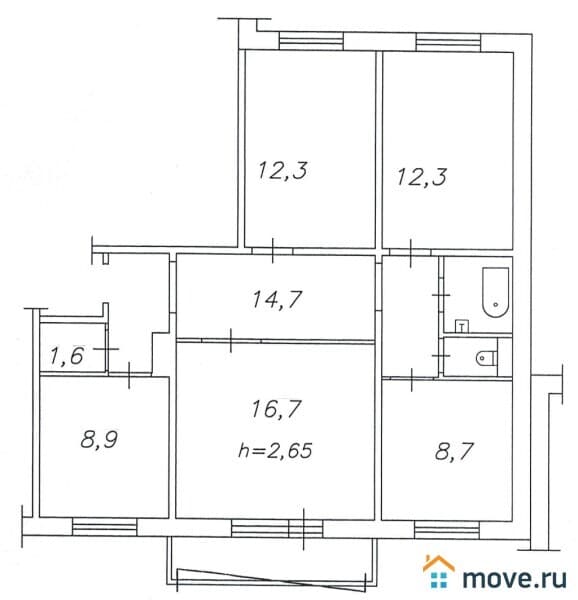 4-комн. квартира, 78.8 м²