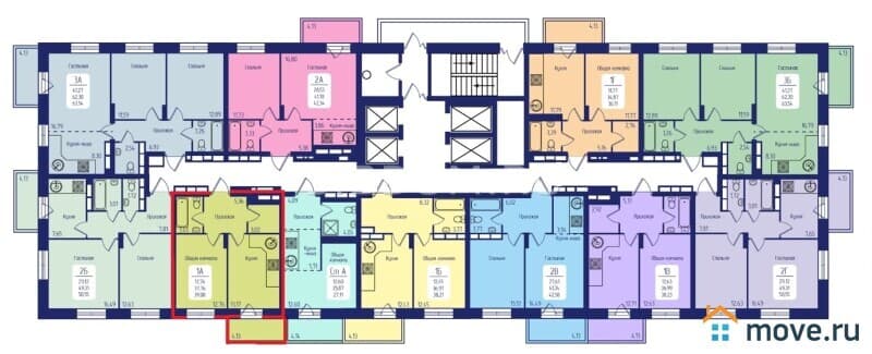 1-комн. квартира, 37.7 м²