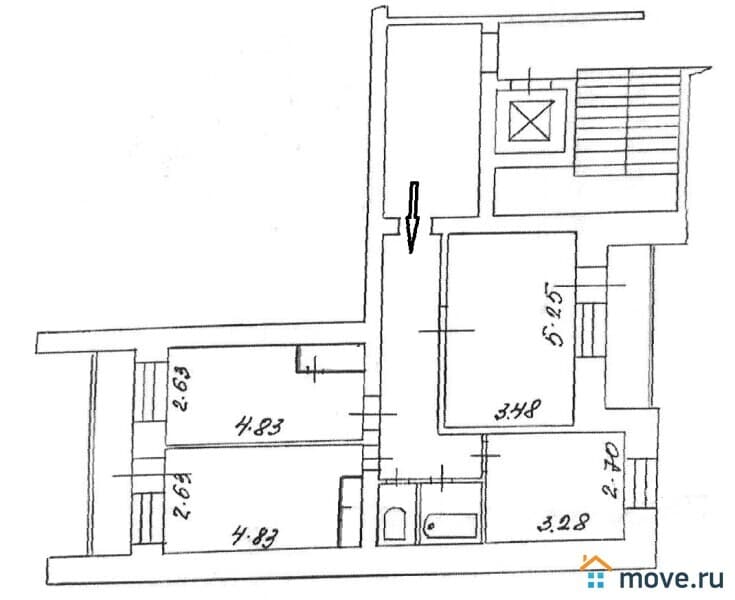 3-комн. квартира, 70.3 м²