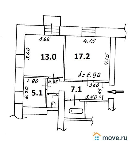 2-комн. квартира, 47.9 м²