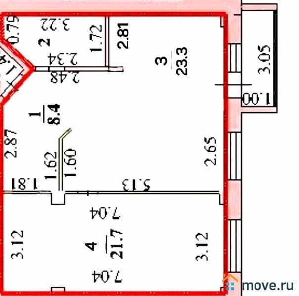 2-комн. квартира, 58.5 м²