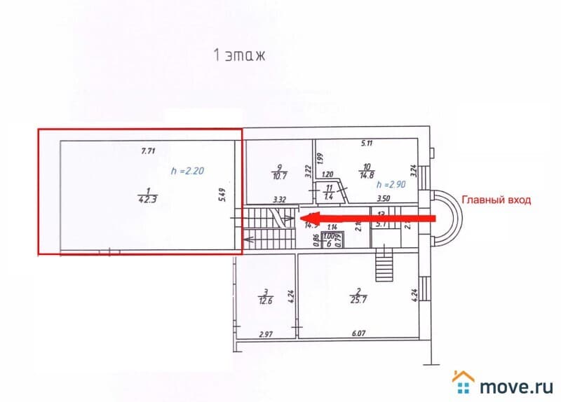 свободного назначения, 42 м²