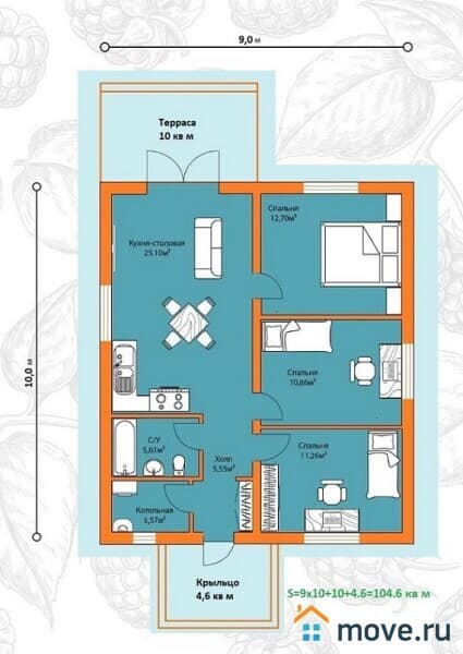 коттедж, 85 м&sup2;