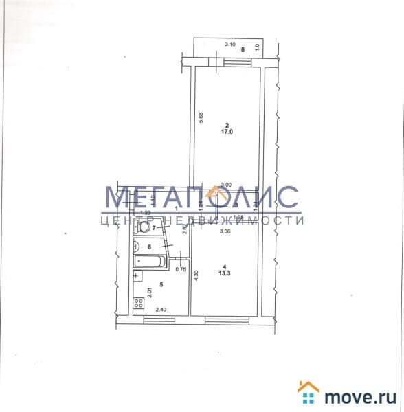 2-комн. квартира, 47.9 м²