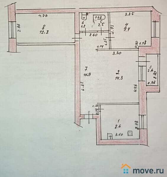 3-комн. квартира, 62 м²