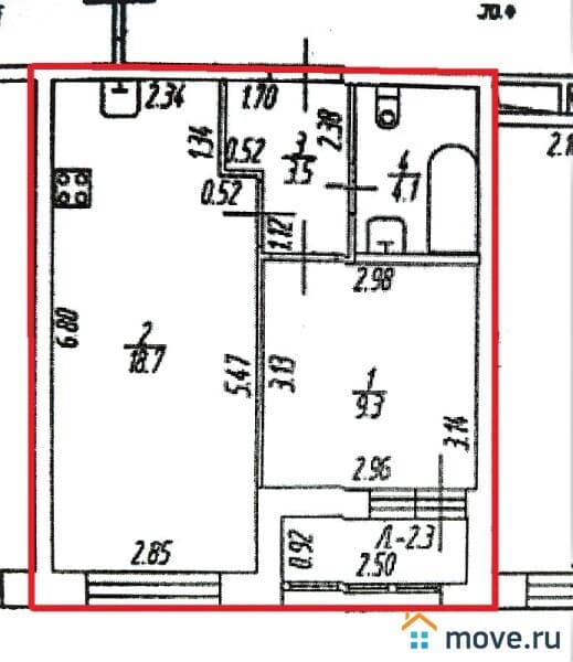 1-комн. квартира, 35.6 м²