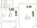 1-комн. квартира, 36.6 м&sup2;